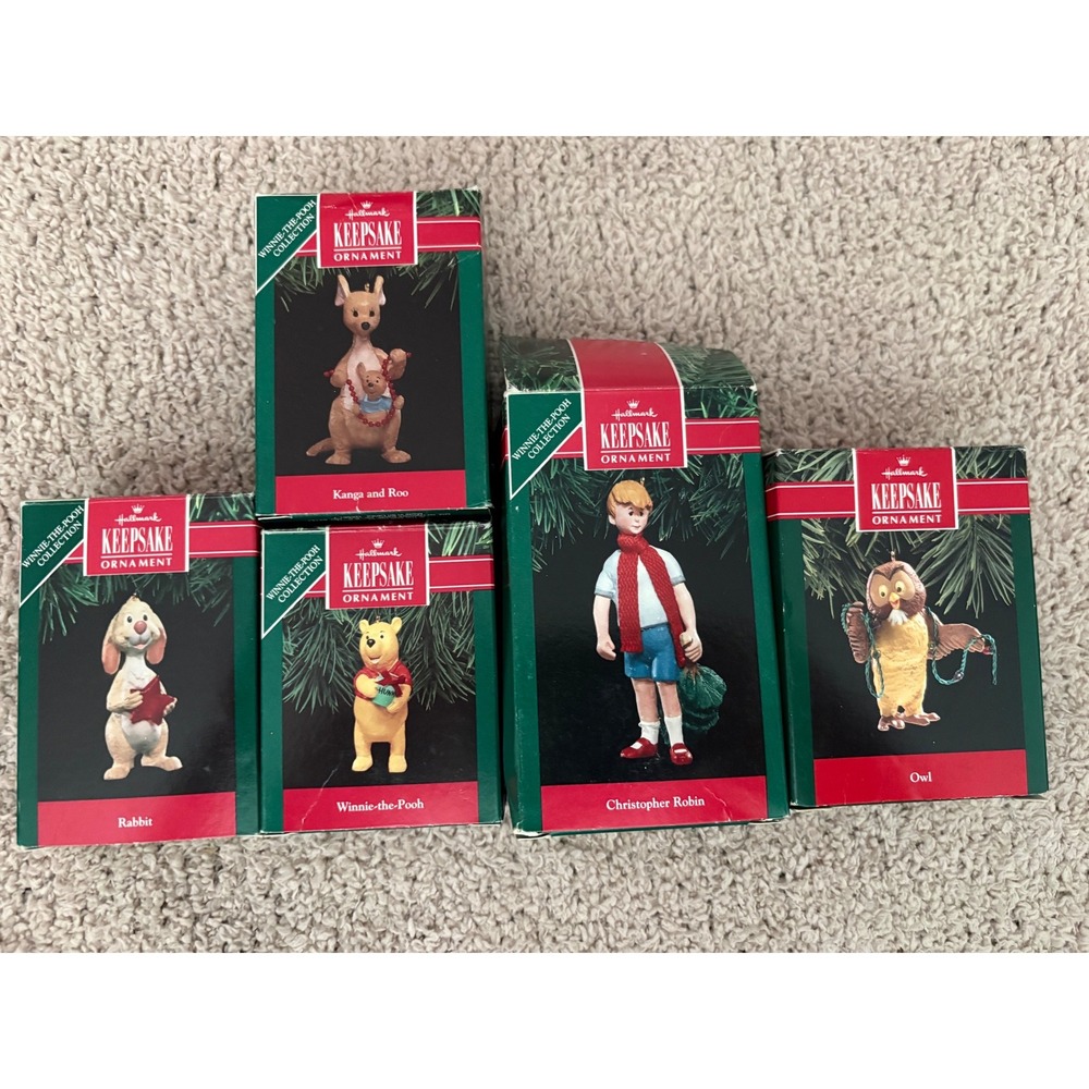 Hallmark Keepsake Winnie the Pooh Ornament Lot 5pc Christopher Robin Kanga Owl